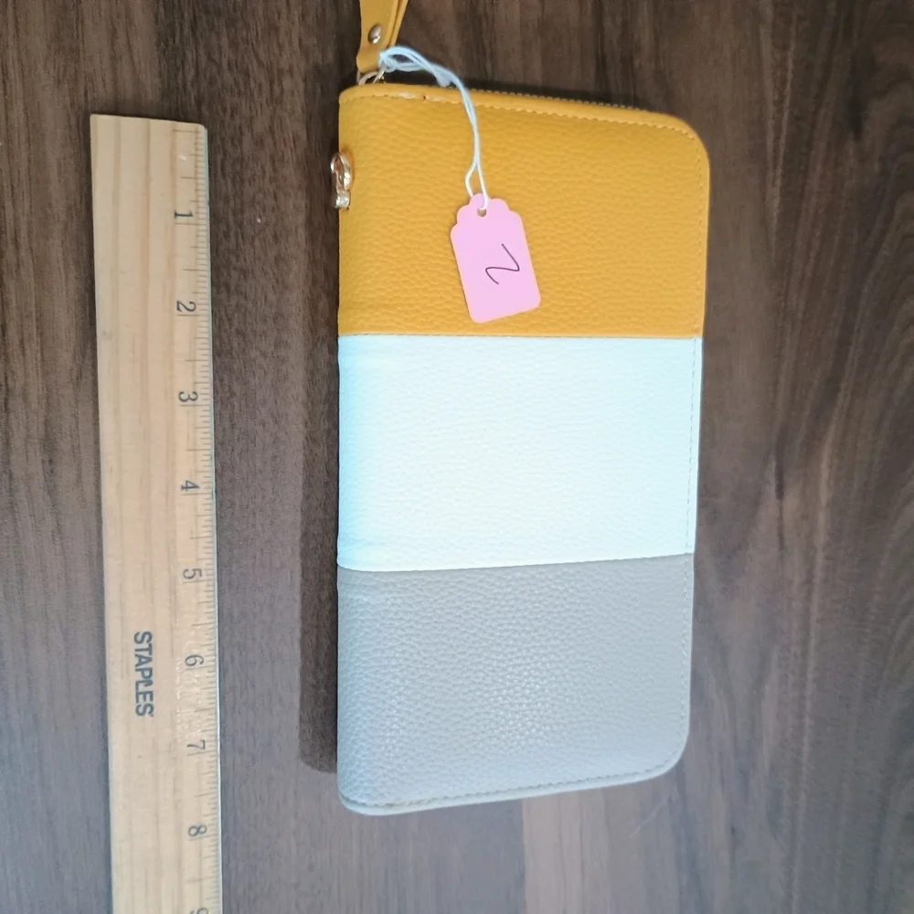 Tricolor Wallet in Gray, White, and Yellow